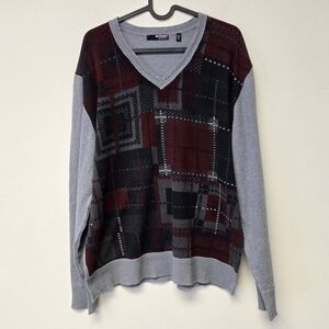 Murano Liquid Luxury Print Sweater Gray Red XL